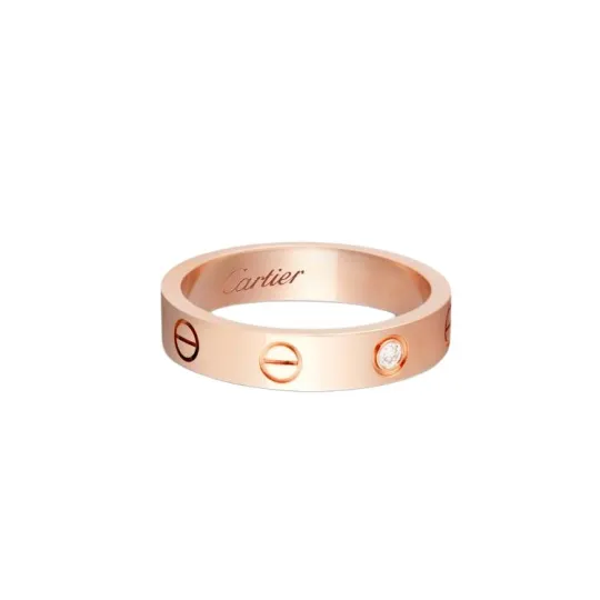 CARTIER LOVE Diamond 18K Rose Gold Rings Unisex Rose Gold