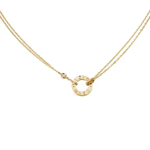 CARTIER LOVE 18K Gold Diamond Necklaces Unisex Gold
