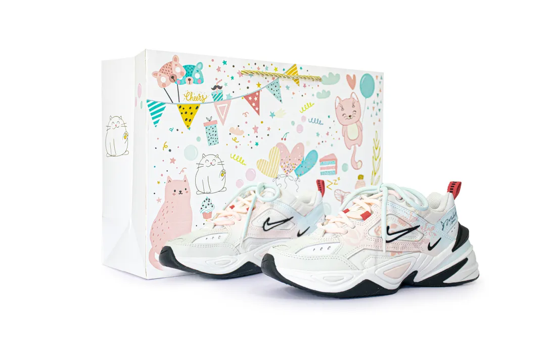 Nike M2K Tekno Mint Milk Foam Low top Chunky Sneakers Women's Pink Blue