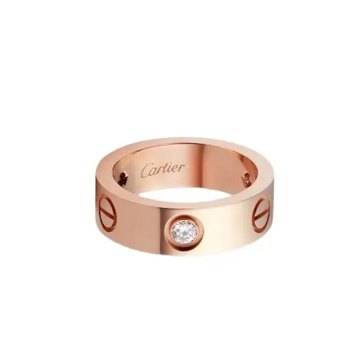 Cartier, classic diamond golden ring, 5.5mm, 18 carat, pink gold