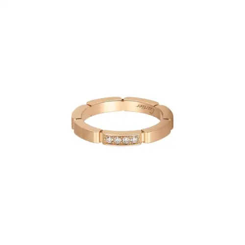CARTIER Maillon Panthere Collection 18K Gold Diamond Rings Unisex Rose Gold