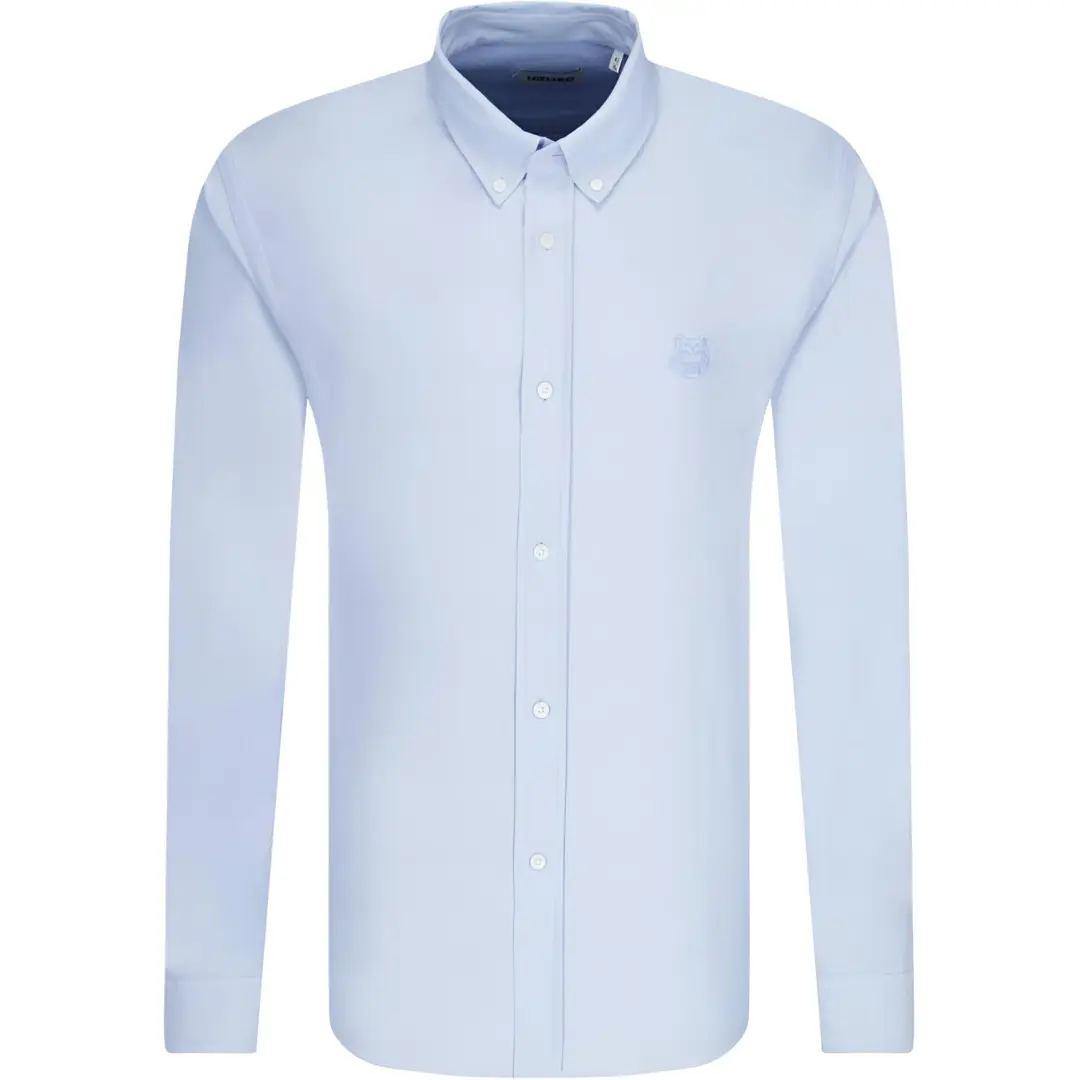 KENZO Classic Tiger Head Shirts Men's Light Blue Pointed Collar Moderate Shirt