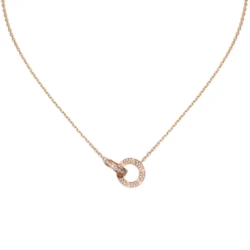 CARTIER LOVE Diamond 18K Rose Gold Necklaces Unisex Rose Gold