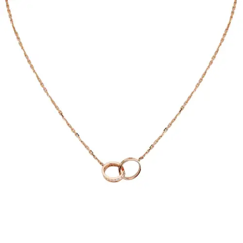 CARTIER LOVE 18K Gold Diamond Necklaces Unisex Rose Gold