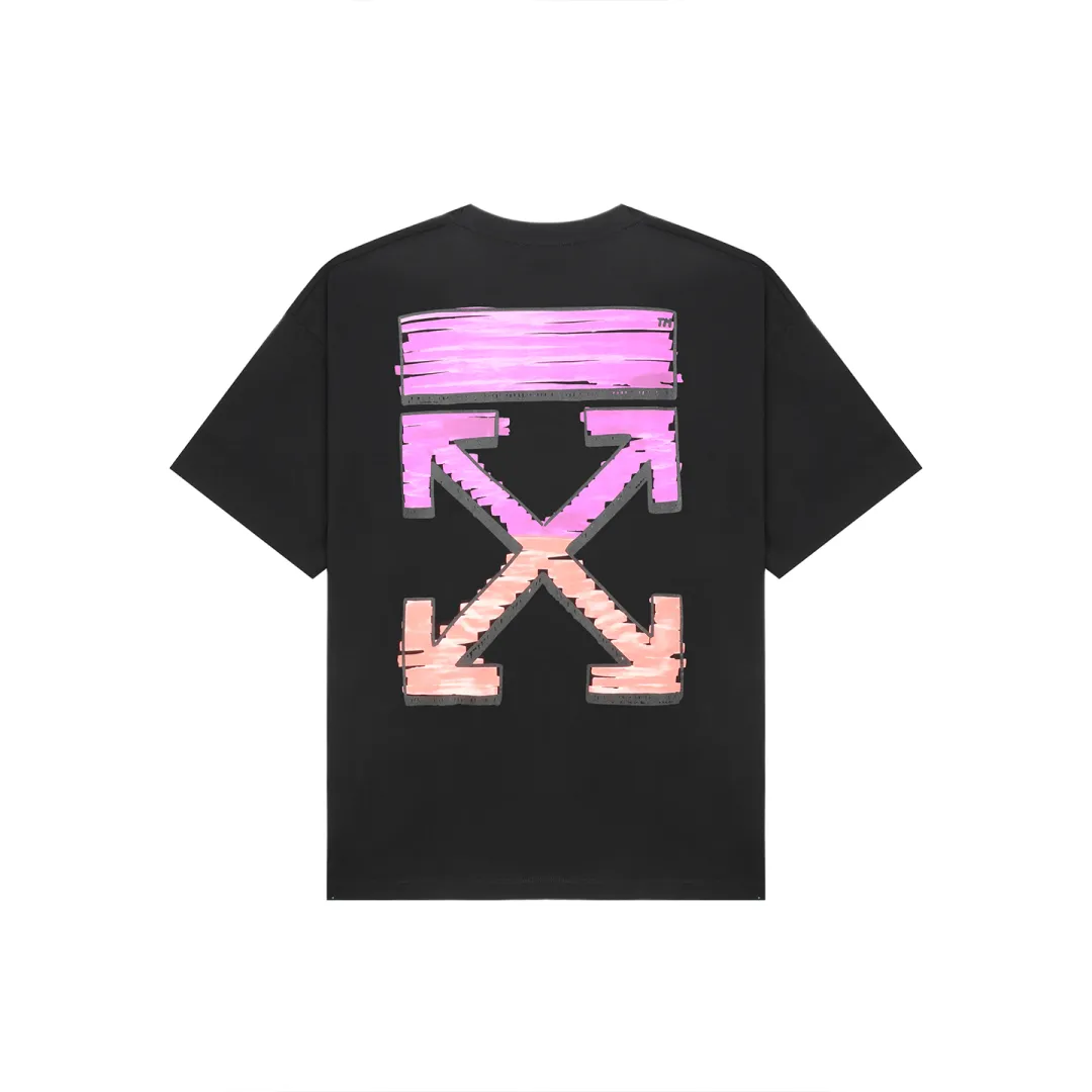 OFF WHITE T Shirts Unisex Black Crew Neck Moderate Heavyweight