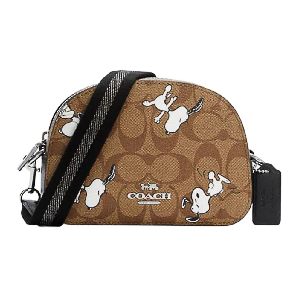 COACH SNOOPY Collaboration Serena Artificial Leather Crossbody Bags Small Women's Khaki Monogram