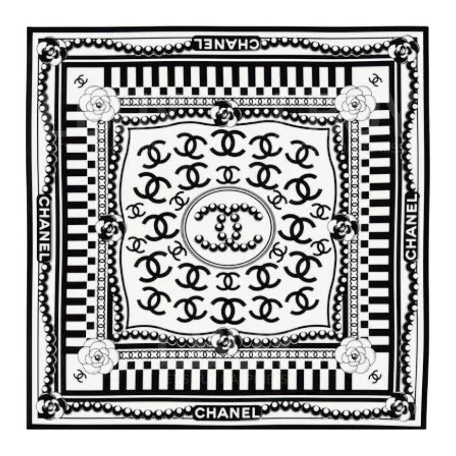 Женский шарф Chanel CC Logo (черно-белый)