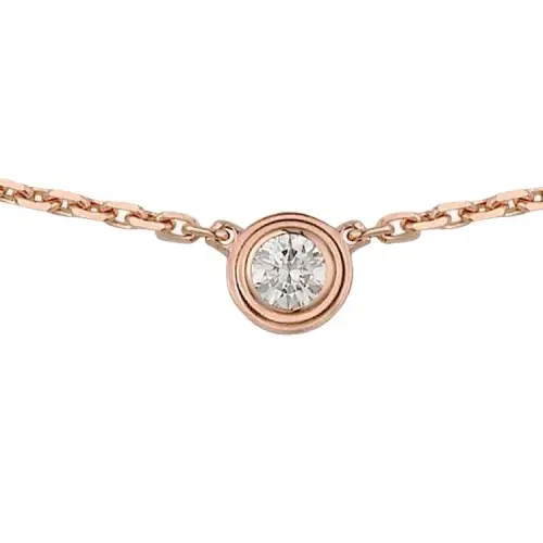 CARTIER D'Amour Collection 18K Gold Diamond Necklaces Unisex Rose Gold