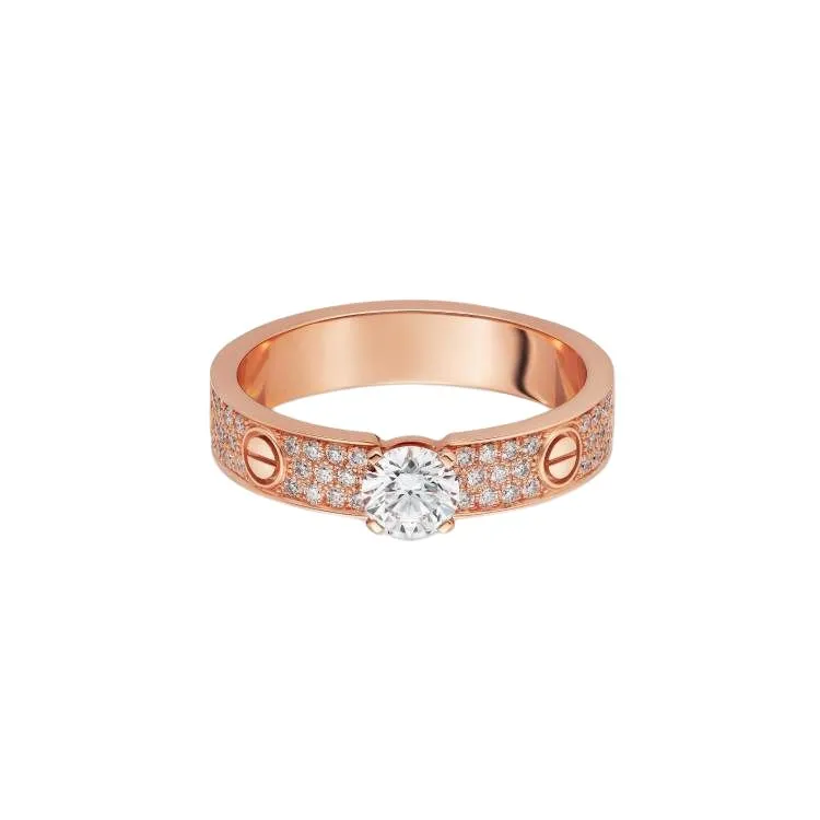 CARTIER LOVE 18K Gold Diamond Rings Unisex Rose Gold