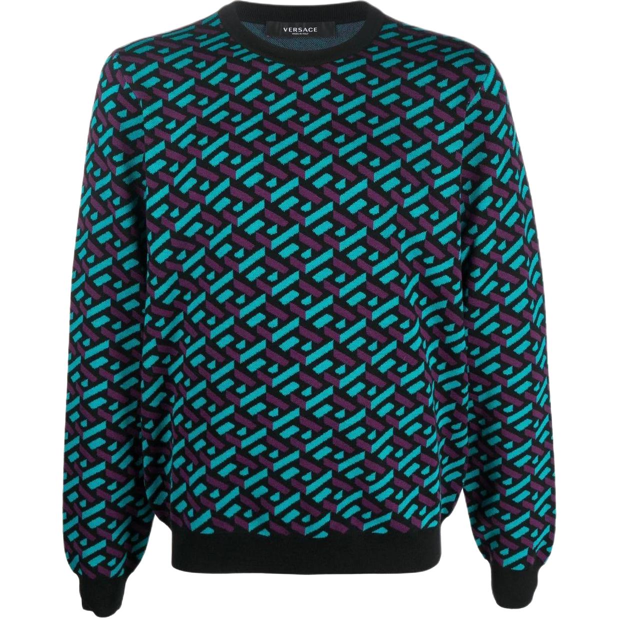 Мужской свитер Versace Wool Knitwear (синий)