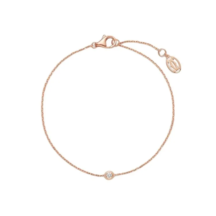 CARTIER D'Amour Collection 18K Gold Diamond Bracelets Unisex Rose Gold