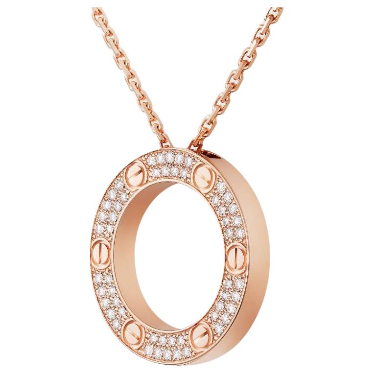 Cartier 18K Pink Gold Love Diamonds Pendant Necklace