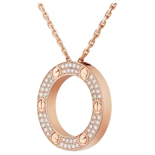 Cartier 18K Pink Gold Love Diamonds Pendant Necklace