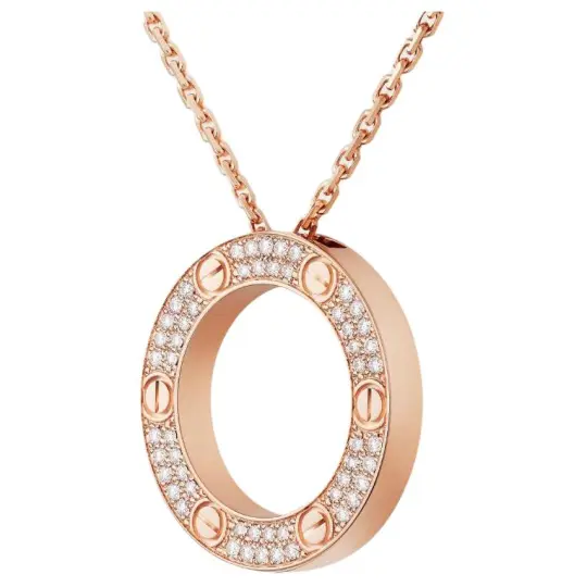 Cartier 18K Pink Gold Love Diamonds Pendant Necklace