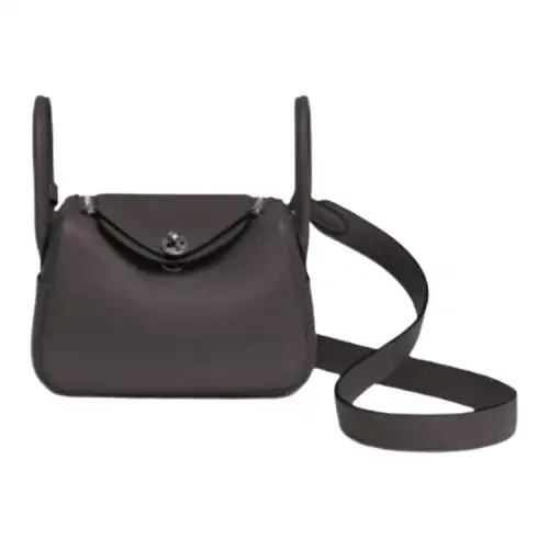 HERMES Lindy Taurillon Clemence Cow Leather Handbag 19 Women's 3S Macassar Ebony Color