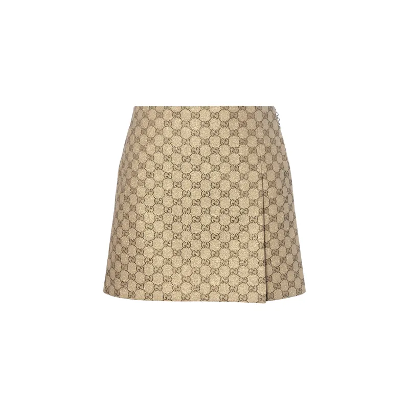GUCCI Gg Glitter Canvas Skirt 'Gold'