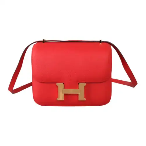 HERMES Constance Epsom Leather Shoulder Bag, Crossbody Bag 19 Women's S5 Rouge Tomate Tomato Red