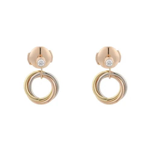CARTIER Trinity Series 18K Gold Diamond Earrings Unisex Multicolor