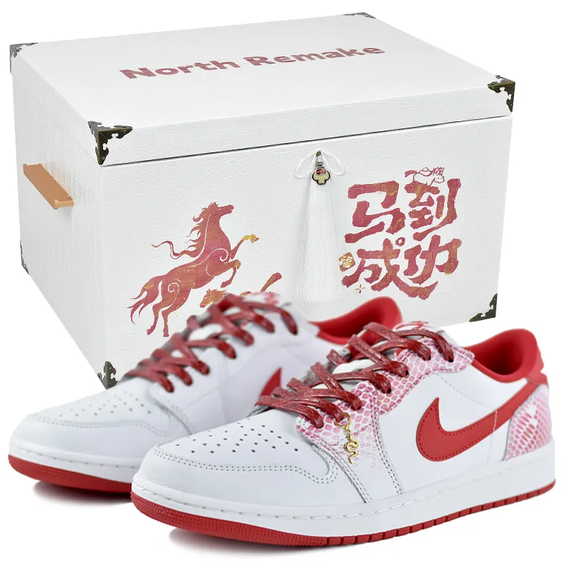 Jordan Air Jordan 1 Slip Resistant Abrasion Resistant Low top Vintage Basketball Shoes Unisex Red White