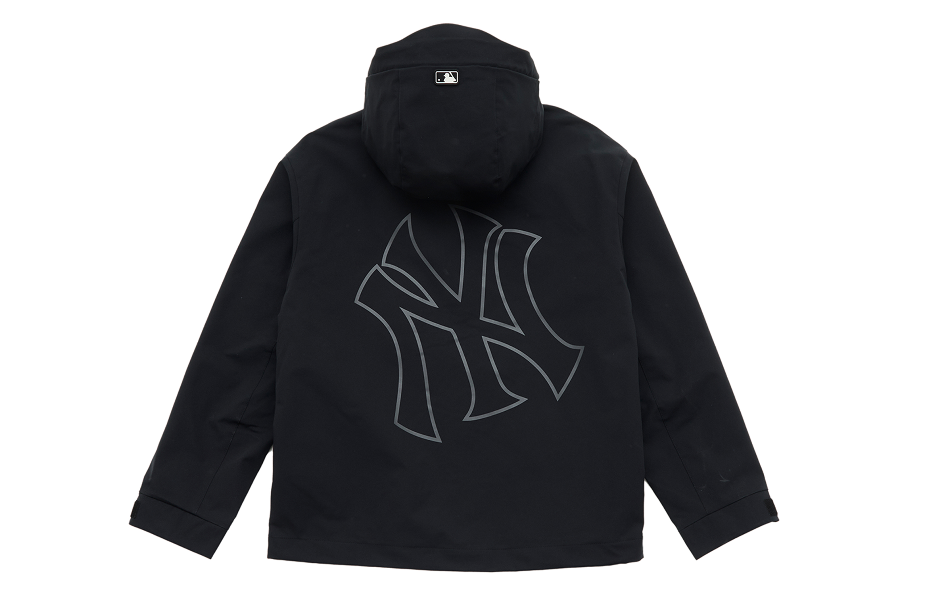 MLB Base water repellent trend comfortable retroreflective windproof jacket with velcro with hood for men and women, with your logo imprint, loose fit, drawstring