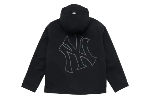MLB Base water repellent trend comfortable retroreflective windproof jacket with velcro with hood for men and women, with your logo imprint, loose fit, drawstring