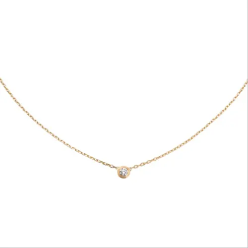 CARTIER D'Amour Collection 18K Gold Diamond Necklaces Unisex Gold