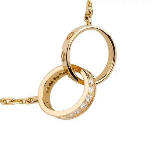 Cartier 18K Yellow Gold Diamond Interlocking Necklace