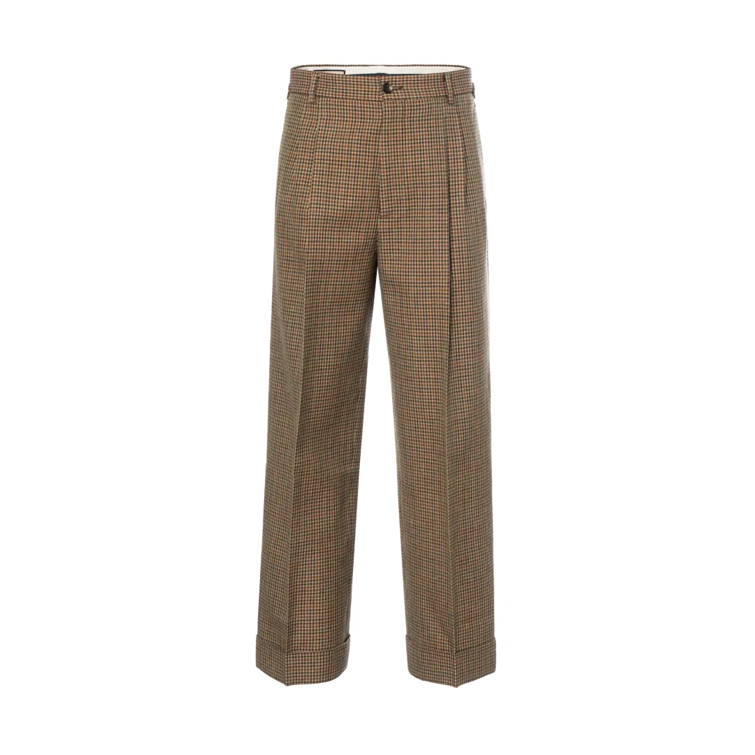 GUCCI Checkered Pleat Detailed Trousers