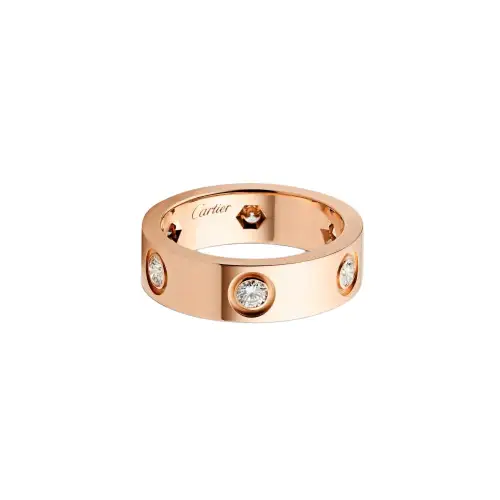 CARTIER LOVE 18K Gold Diamond Rings Unisex Rose Gold