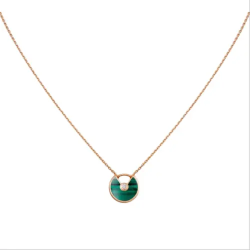 Cartier 18K rose gold Amulette de Cartier malachite diamond necklace
