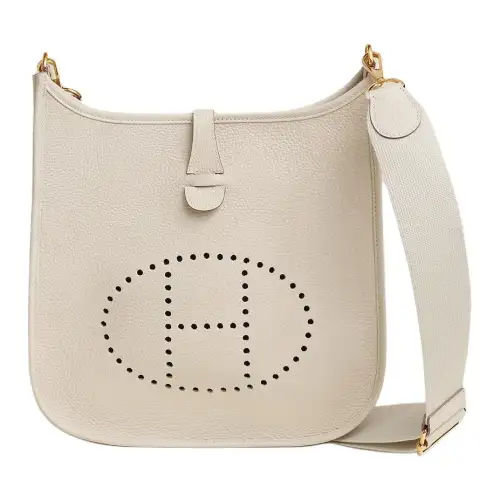HERMES Evelyne Clemence Bullock Leather Shoulder Bag, Crossbody Bag 29 Women's 10 Craie Milkshake White