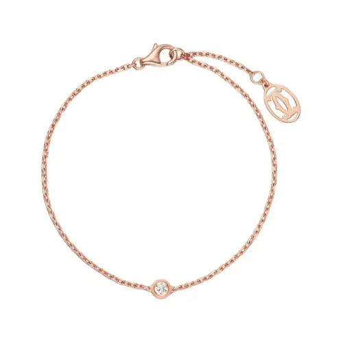 CARTIER D'Amour Collection 18K Gold Diamond Bracelets Unisex Rose Gold