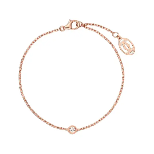 CARTIER D'Amour Collection 18K Gold Diamond Bracelets Unisex Rose Gold