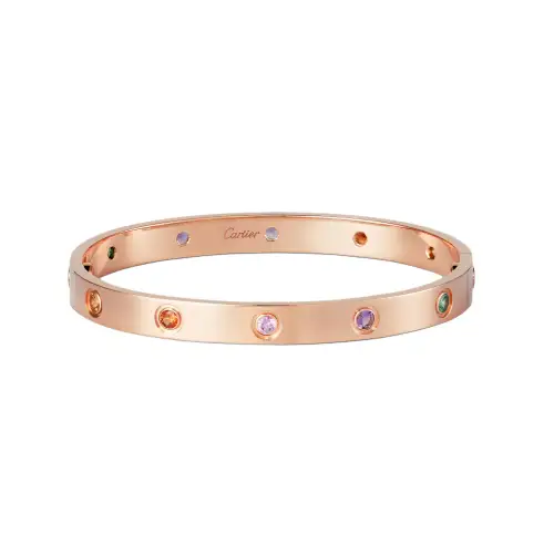 Cartier 18K Rose Gold Love Breath Multi stone Bracelet