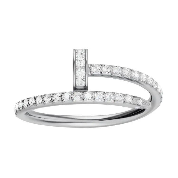 CARTIER JUSTE UN CLOU 18K Gold Diamond Rings Unisex White Gold