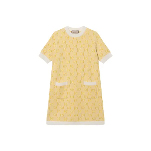 GUCCI SS24 Short Sleeved Dress Women's Yellow