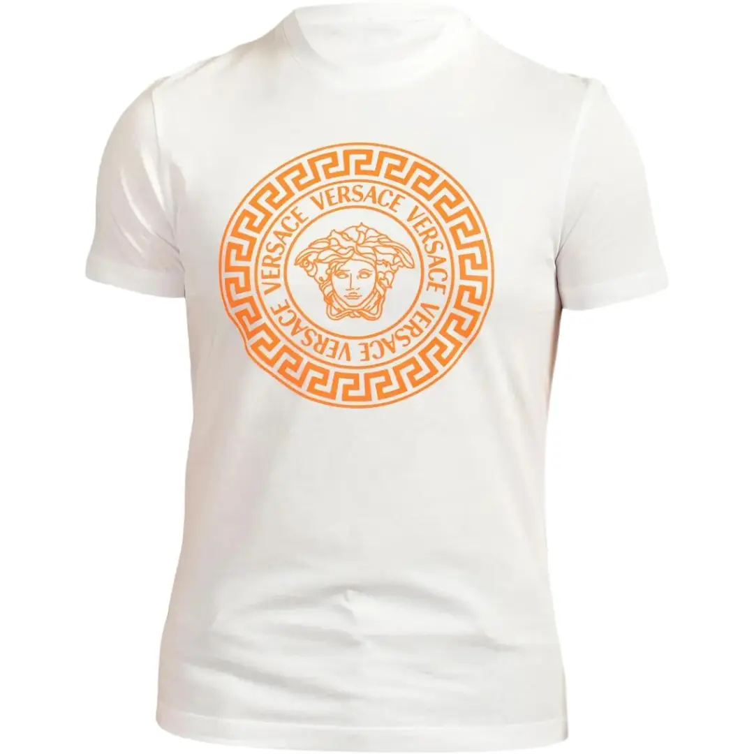 VERSACE T Shirts Men's White Crew Neck Moderate Straight Fit