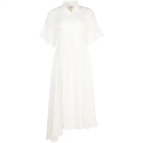 LOEWE Short Sleeved Dresses Women's White Lapel Moderate