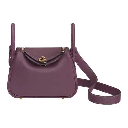 HERMES Lindy Swift Calfskin Handbag 19 Women's N5 Cassi Black Currant Color