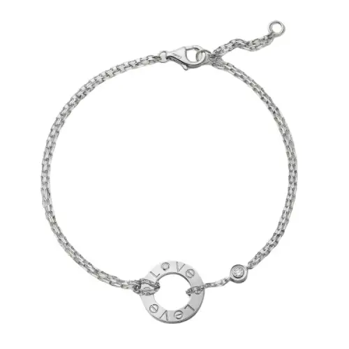 CARTIER LOVE 18K Gold Diamond Bracelets Unisex White Gold