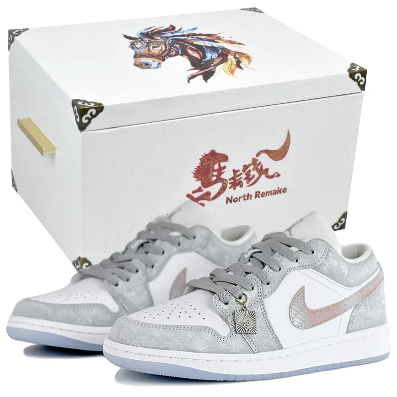 Jordan Air Jordan 1 Gray Starlight Whisper Slip Resistant Abrasion Resistant Low top Vintage Basketball Shoes Women's