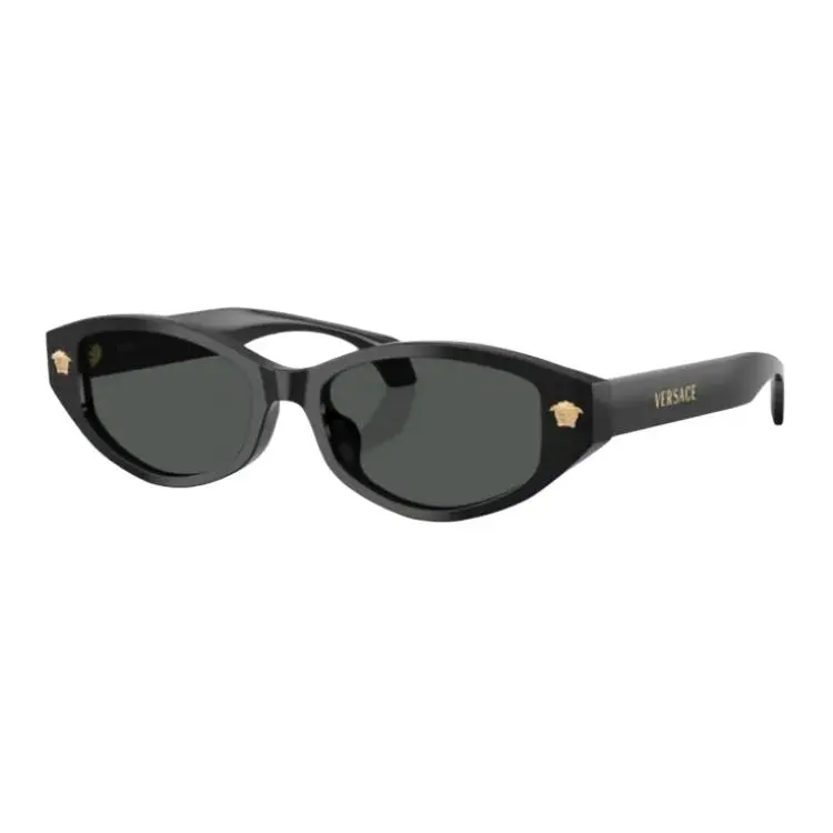 VERSACE Plate Irregular Shape Sunglasses Unisex Black