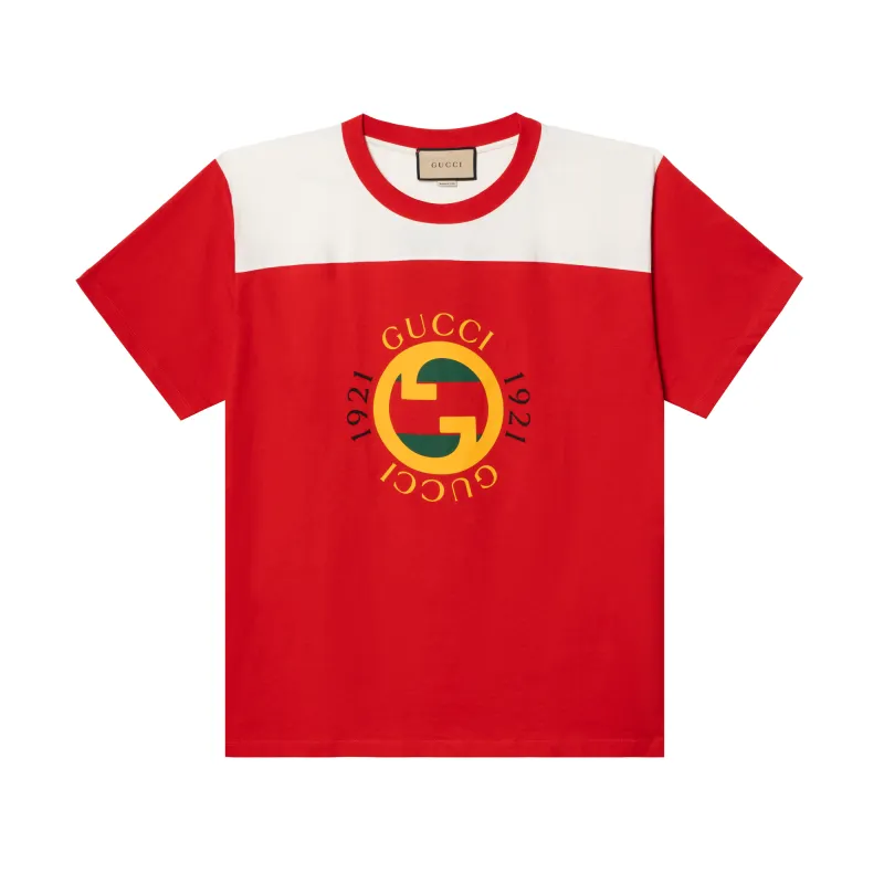 GUCCI T Shirts Men's Red Crew Neck Moderate Straight Fit
