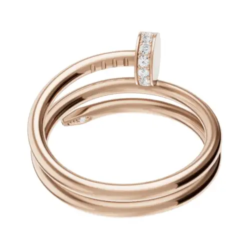 CARTIER JUSTE UN CLOU 18K Gold Diamond Rings Unisex Rose Gold