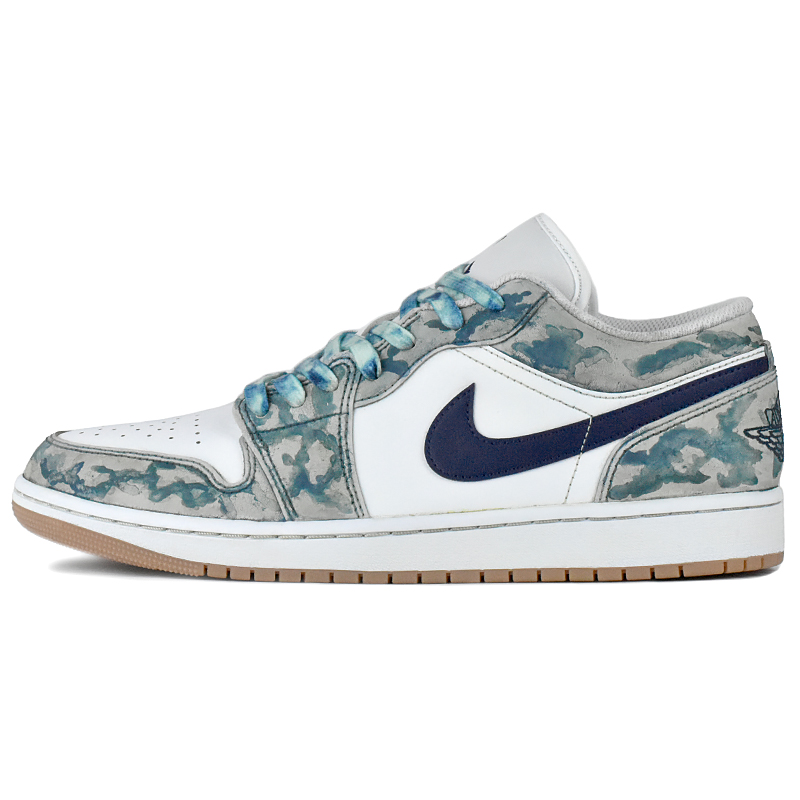 Jordan Air Jordan 1 Low top Vintage Basketball Shoes Unisex White Gray