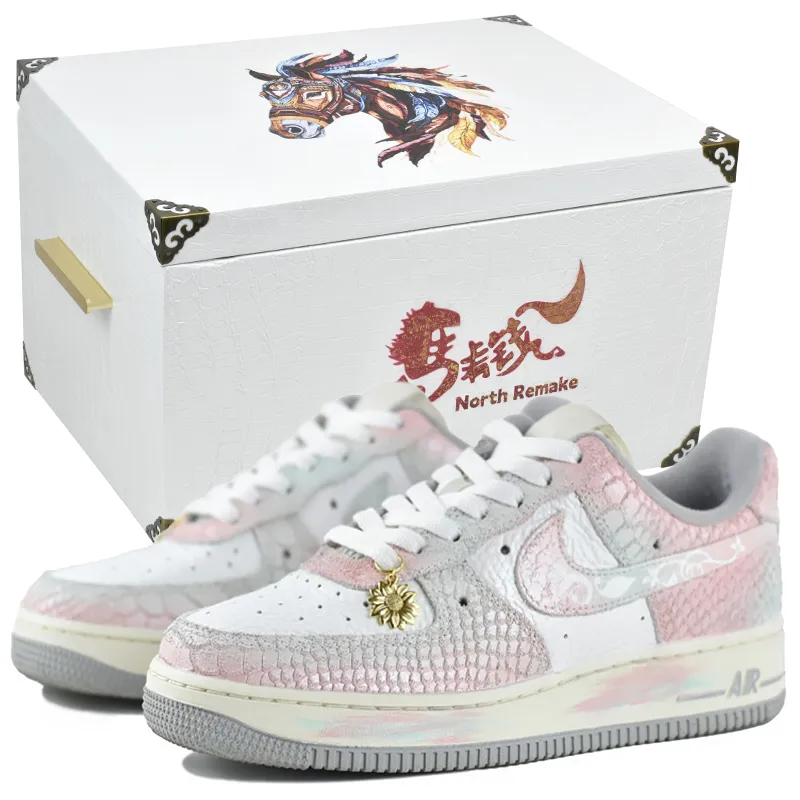 Nike Air Force 1 Slip Resistant Abrasion Resistant Low top Skateboard Shoes Women's Pink