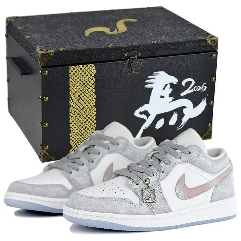 Jordan Air Jordan 1 Gray Mist Language Slip Resistant Abrasion Resistant Low top Vintage Basketball Shoes Women's Gray