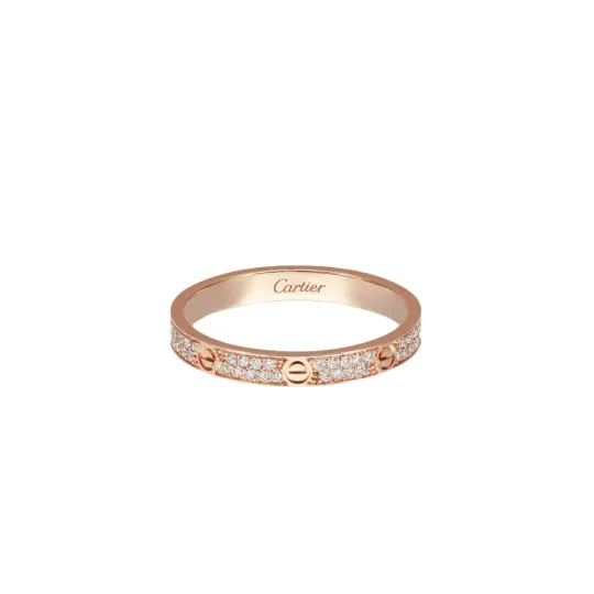 CARTIER LOVE 18K Gold Diamond Rings Unisex Rose Gold