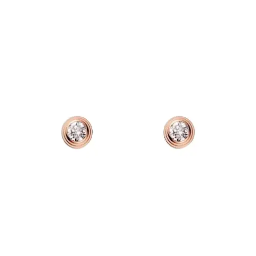 CARTIER D'Amour Collection 18K Gold Diamond Stud Earrings Unisex Rose Gold