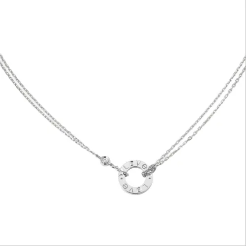 CARTIER LOVE 18K Gold Diamond Necklaces Unisex White Gold